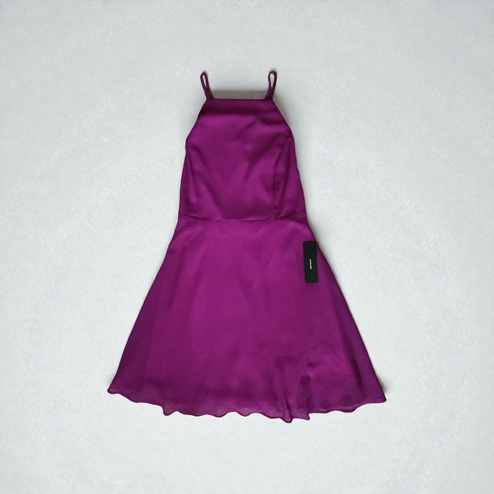 Lulu's Letter Of Love Magenta Backless Skater Dress-Size Small